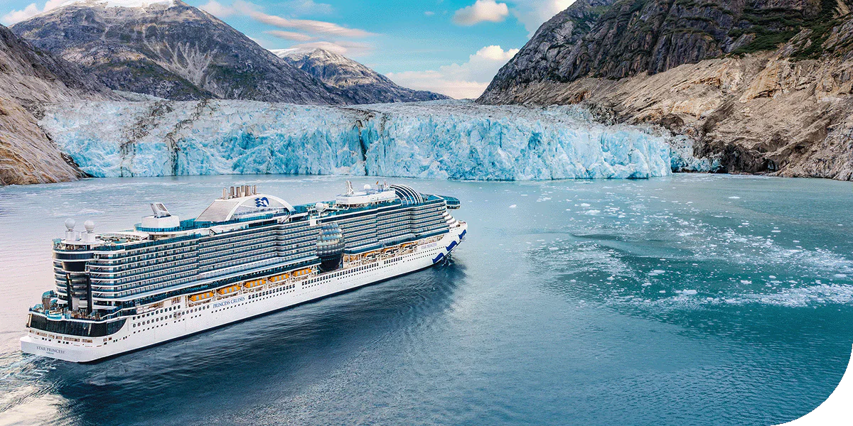 A Princess ship sails near Dawes Glacier, Alaska.