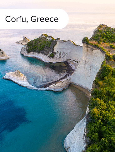 White cliff's of Corfu, Greece.