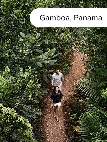 Two travelers explore Gamboa, Panama.
