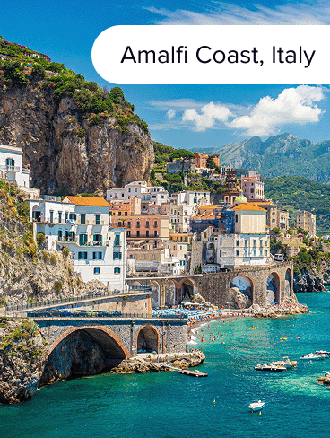 The oceanside view of Amalfi Coast, Italy.
