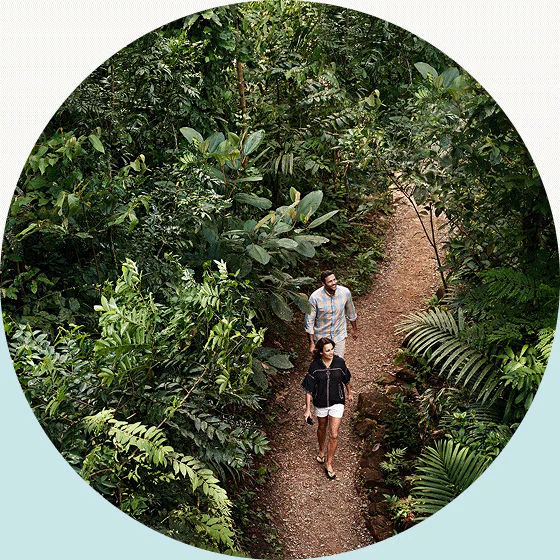 Two travellers enjoy exploring the jungles of Gamboa, Panama.