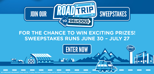 JOIN OUR ROAD TRIP TO DELICIOUS SWEEPSTAKES FOR THE CHANCE TO WIN EXCITING PRIZES! SWEEPSTAKES RUNS JUNE 30 TO JULY 27. ENTER NOW.