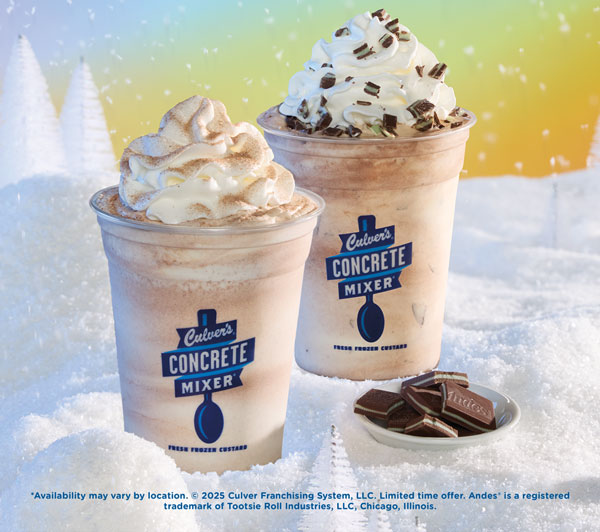 Order ahead! *Availability may vary by location. Copyright 2025 Culver Franchising System, LLC. Limited time offer. Andes is a registered trademark of Tootsie Roll Industries, LLC, Chicago, Illinois.