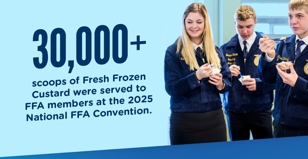 30,000+ scoops of Fresh Frozen Custard were served to FFA members at the 2025 National FFA Convention.