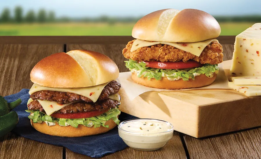 Spice up your summer with the Jalapeño Jack Pub Burger and Chicken Sandwich. Made with fresh beef or crispy, spicy or grilled chicken, zesty pepper jack cheese and creamy jalapeño sauce. Order it online!