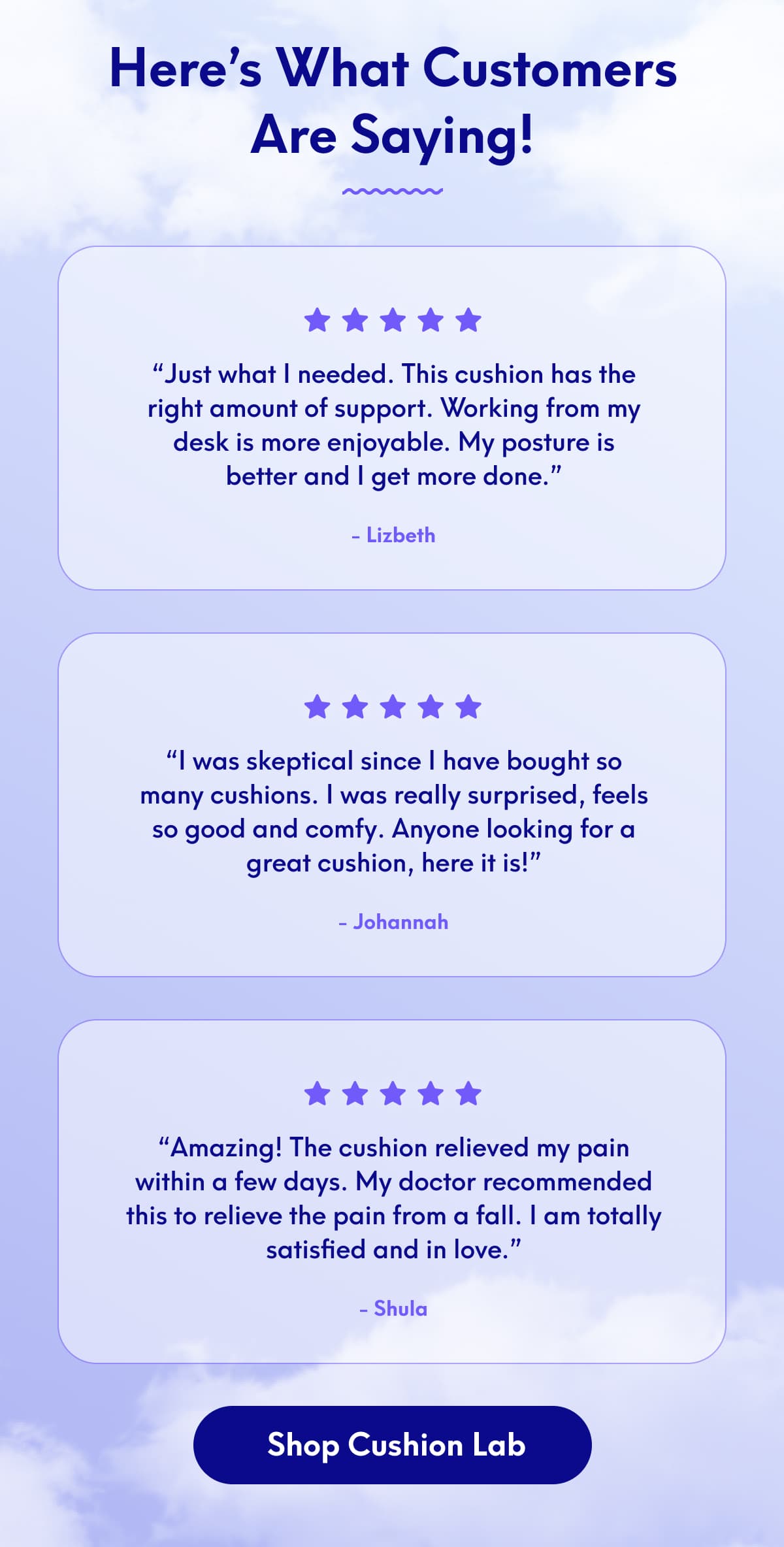 Here's What Customers Are Saying! | Shop Cushion Lab