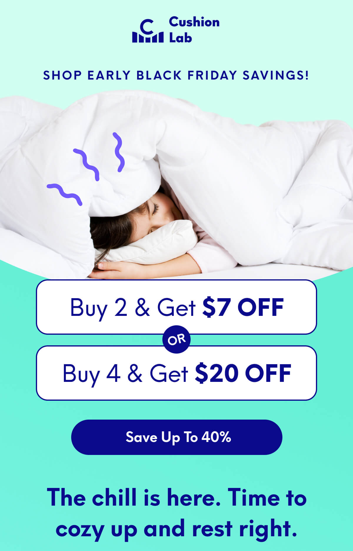 Cushion Lab | Shop Early Black Friday Savings! | Buy 2, Get $7 Off or Buy 4, Get $20 Off | [SAVE UP TO 40%] | The chill is here. Time to cozy up and rest right.