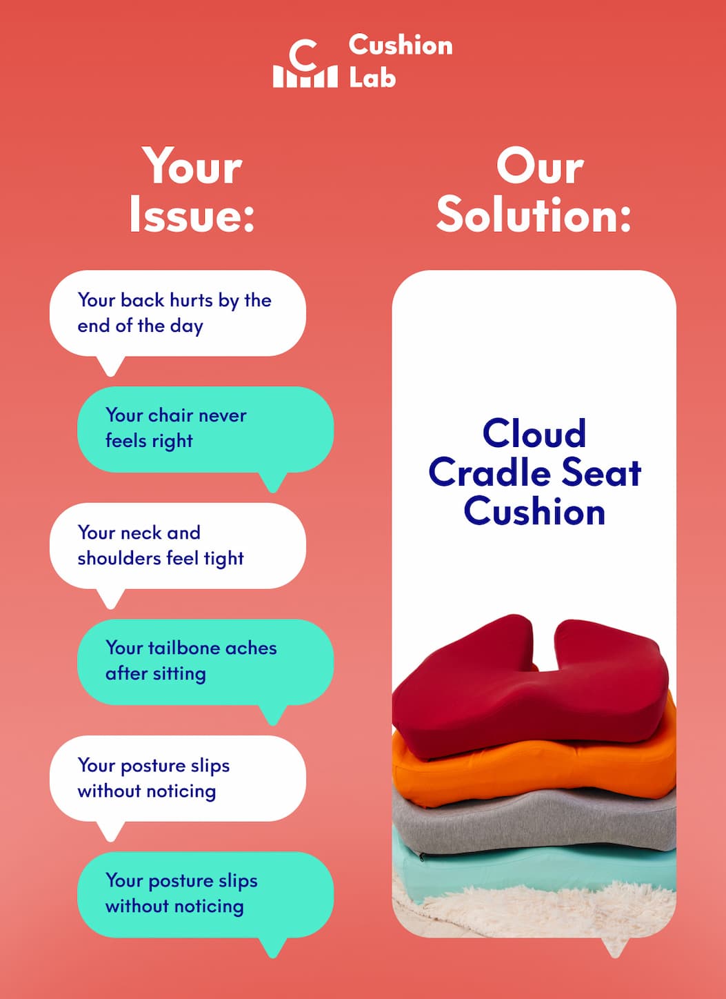 Cushion Lab | Our Solution: Cloud Cradle Seat Cushion