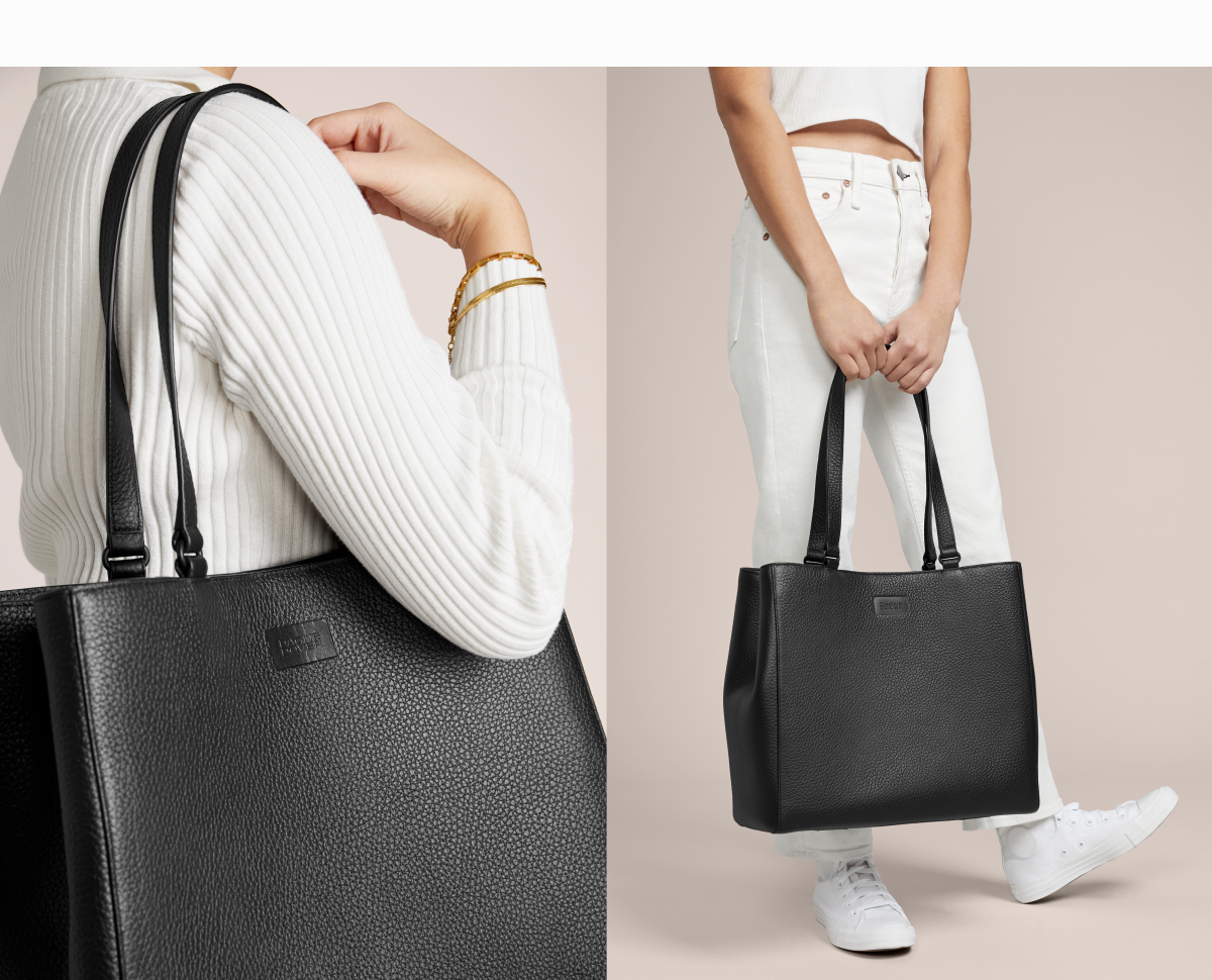ALLYN LEATHER TOTE IN ONYX.