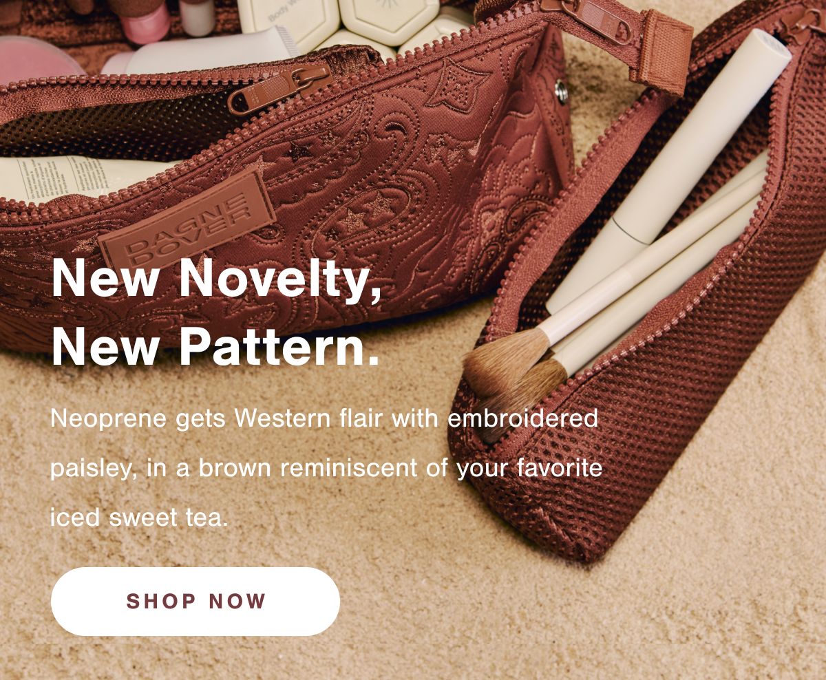 New Novelty, New Pattern. Neoprene gets Western flair with embroidered paisley, in a brown reminiscent of your favorite iced sweet tea.
