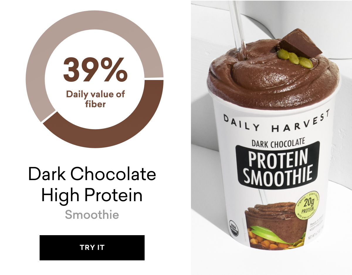 Dark Chocolate High Protein smoothie: 39% Fiber