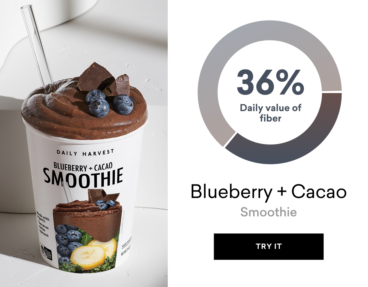 Blueberry and Cacao smoothie: 36% Fiber