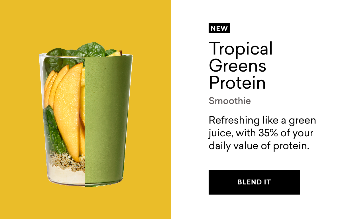 Tropical Greens Protein Smoothie Refreshing like a green juice, with 35% of your daily value of protein. | BLEND IT