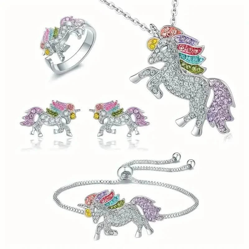Image of 5-Piece Set: Pendant Necklace, Bracelet, Earrings, Ring Set Decoration Accessories