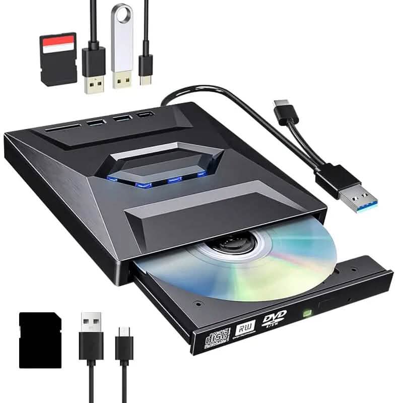 Image of 6-in-1 Portable USB 3.0 Ultra-Thin External DVD Recorder Drive