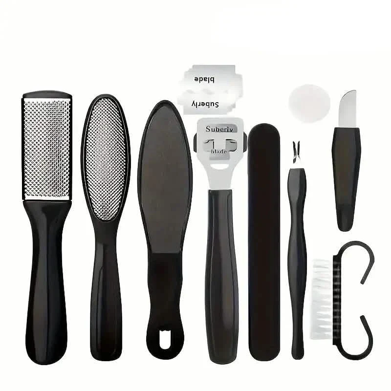 Image of 10-Piece Set: Stainless Steel Foot Care Kit - Portable Pedicure & Manicure Set