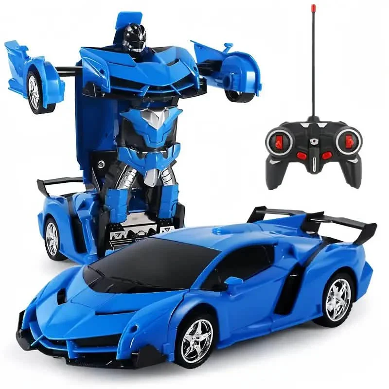 Image of 1:18 Remote Control Deformation Robot Car with LED Lights – 360° Drift, USB Rechargeable