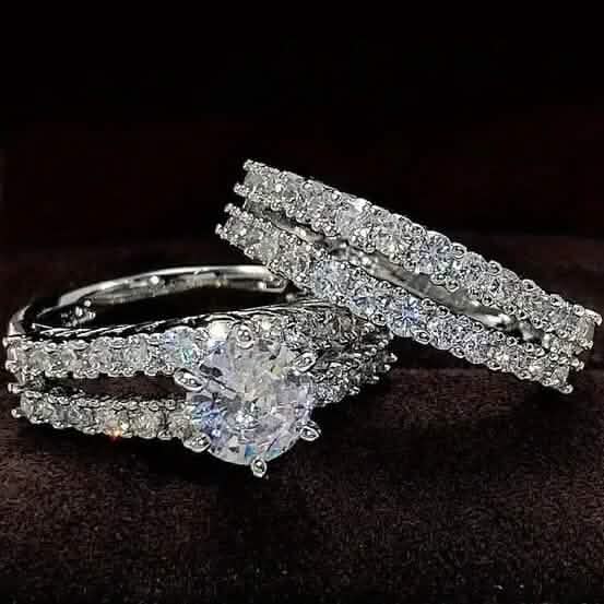 Image of 2-Piece Set: Gold Inlays with Zirconia Rings