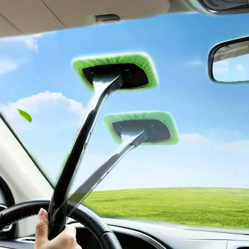 Image of 2-Pack: Long Handle Car Window Windshield Cleaner Brush Kit