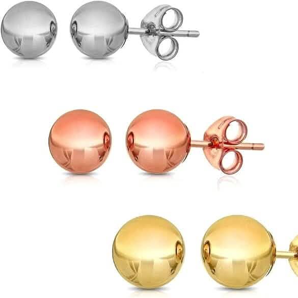 Image of Stainless Steel Hypoallergenic Ball Shaped Stud Earrings