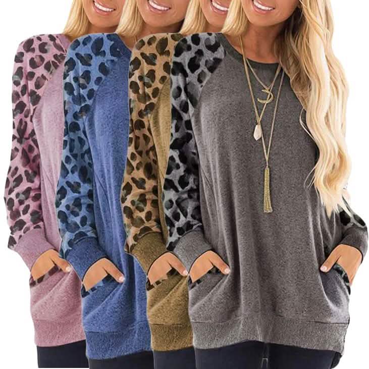 Image of Haute Edition Women's Ultra Soft Long Sleeve Pullover Sweatshirt Leopard Design