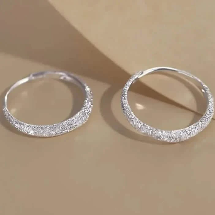 Image of S925 Sterling Silver Sparkling Starry River Hoop Earrings