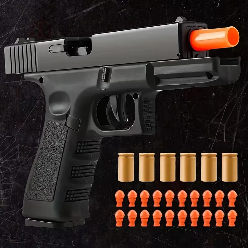 Image of Semi-Automatic Foam Bullet Toy Pistol for Kids (8+)-Black
