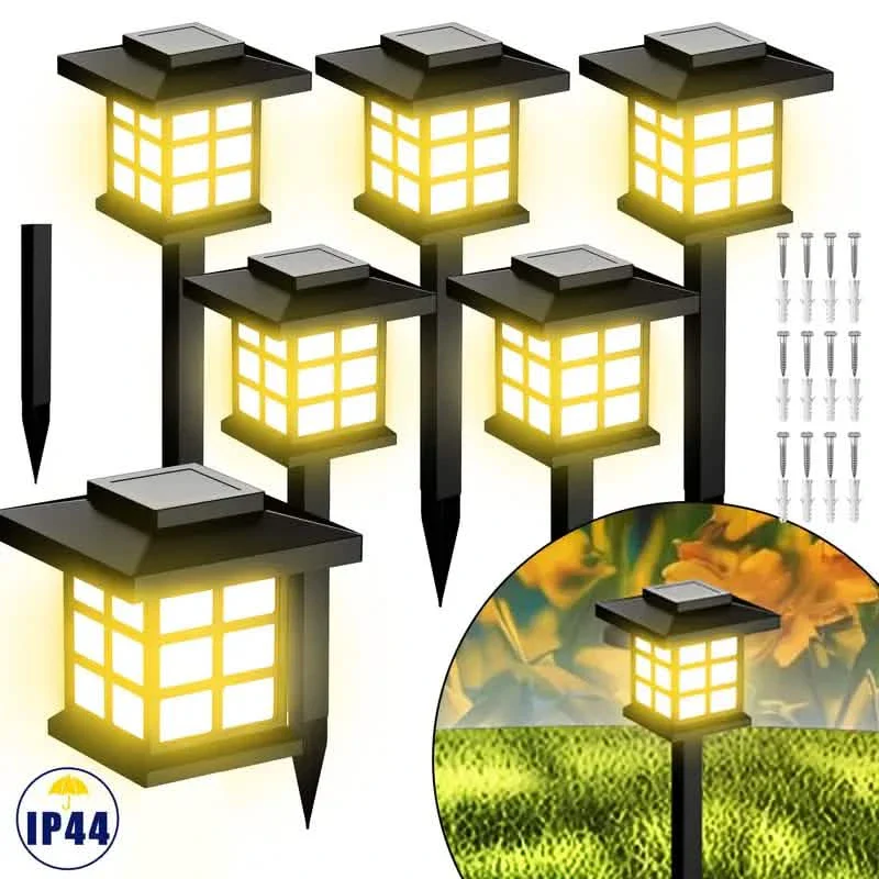 Image of 6-Pack: Solar Outdoor Path Lights Warm Light LED, 600mA, Waterproof