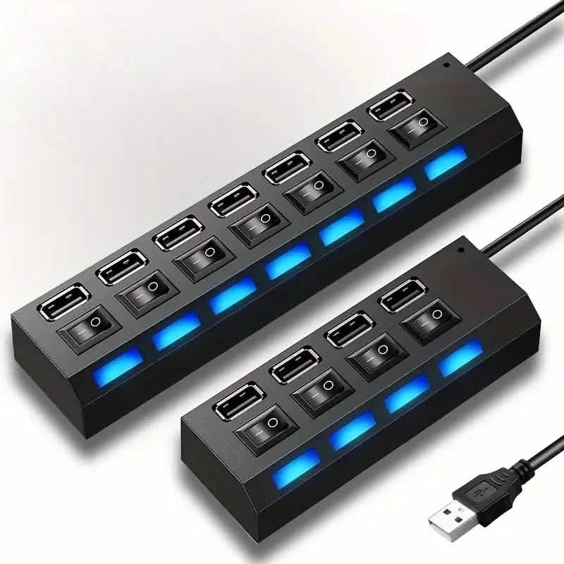 Image of USB 2.0 Adapter Hub Power On/ Off Switch For PC Laptop Computer