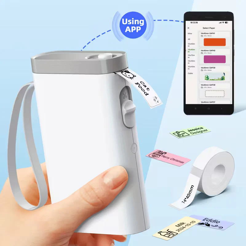 Image of P21 Wireless Thermal Label Maker – Portable USB Printer with Paper Roll, Rechargeable & Ink-Free