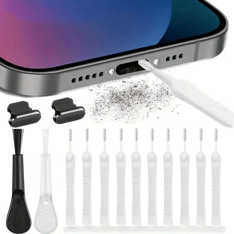 Image of 10-Piece Set: Mini Brush Set Anti-Clogging Shower Head, Phone, and Pore Cleaner