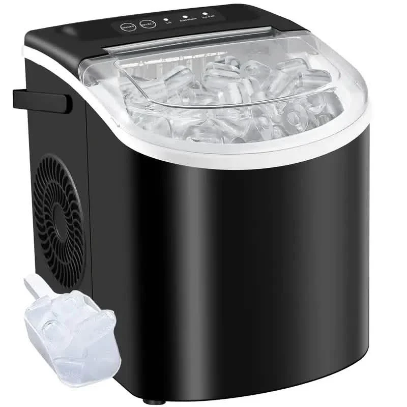 Image of Countertop Portable Ice Maker – 26lb/24h, 9 Cubes/6min, Black