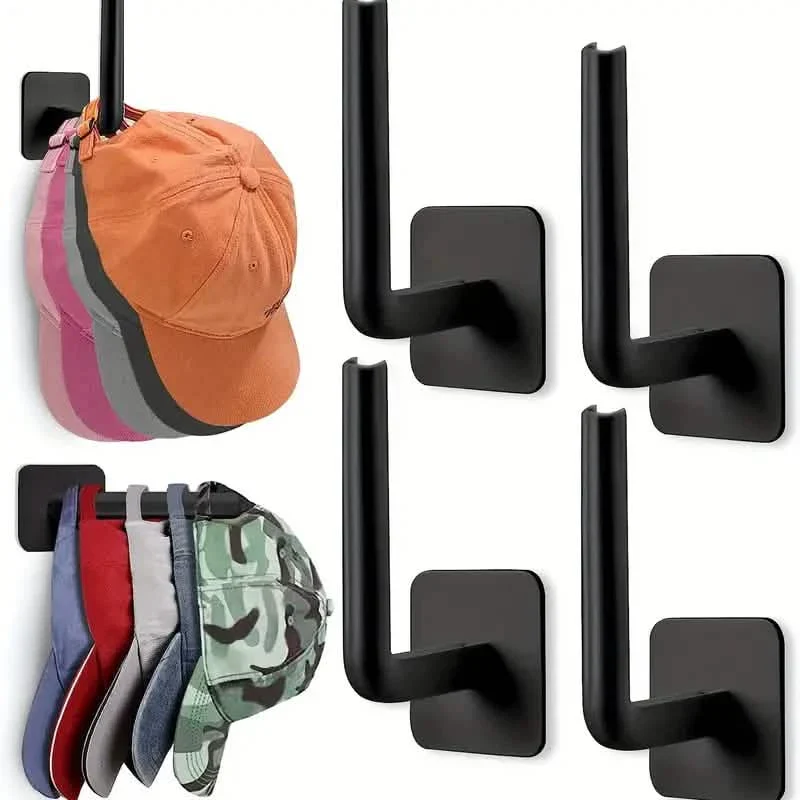 Image of 4-Pack: Wall Hat Rack, L-Shaped Storage Rack with Strong Adhesive