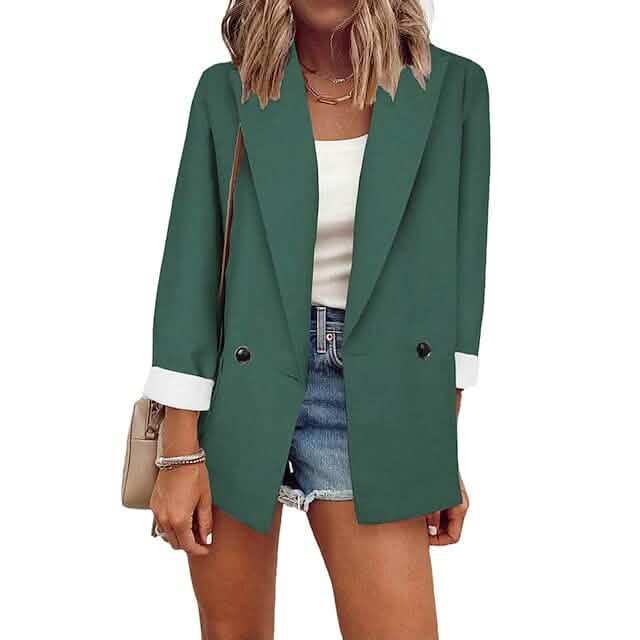 Image of Women's Basic Double Breasted Solid Colored Blazer