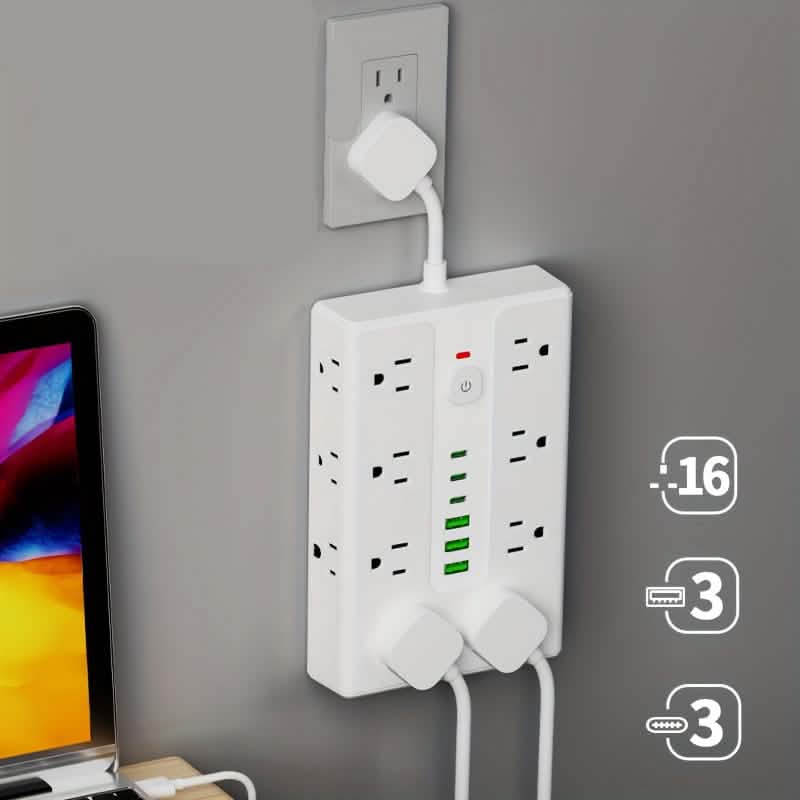 Image of 22-in-1 Multi-Functional Power Strip – 16 Sockets, 3 USB-A & 3 USB-C