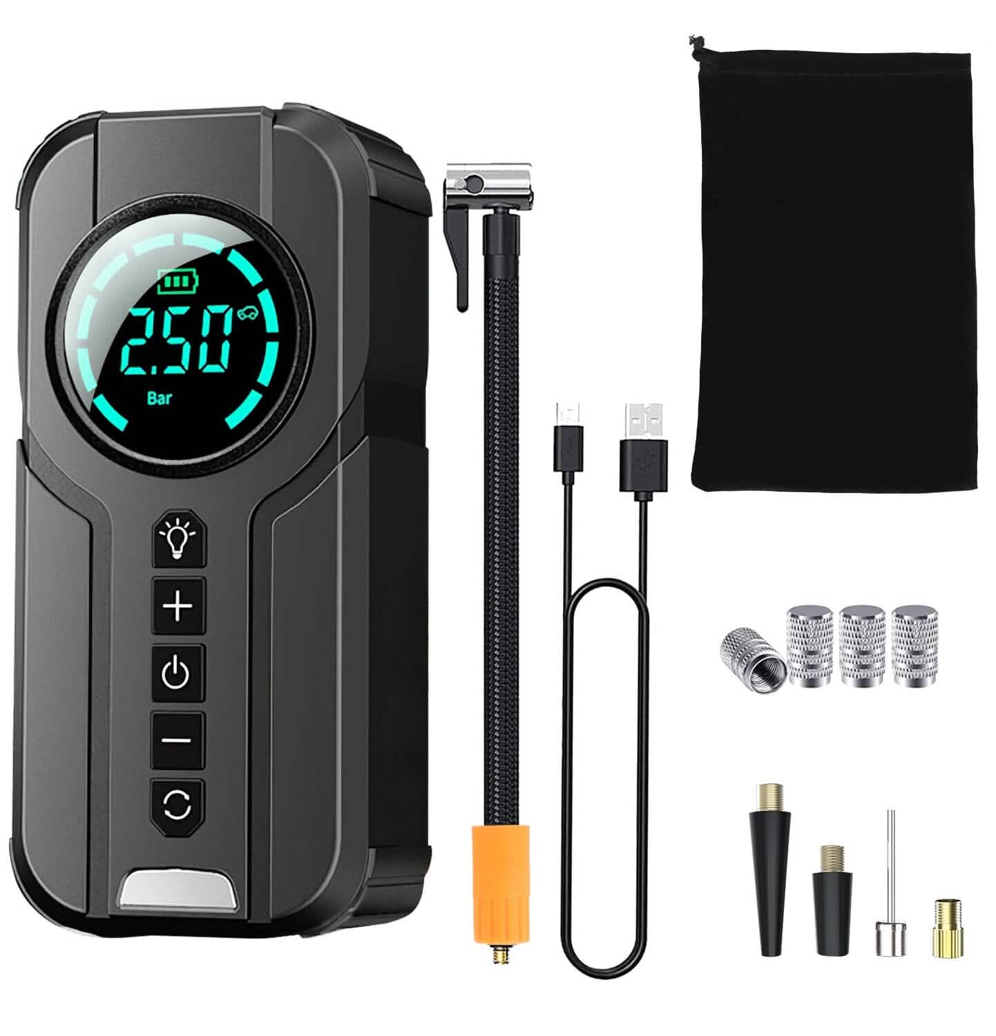 Image of Portable Car Compressor Wireless Electric Air Pump 150 PSI with LED Light