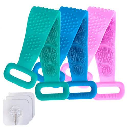 Image of Silicone Back Scrubber Belt for Shower Exfoliating Foaming Body