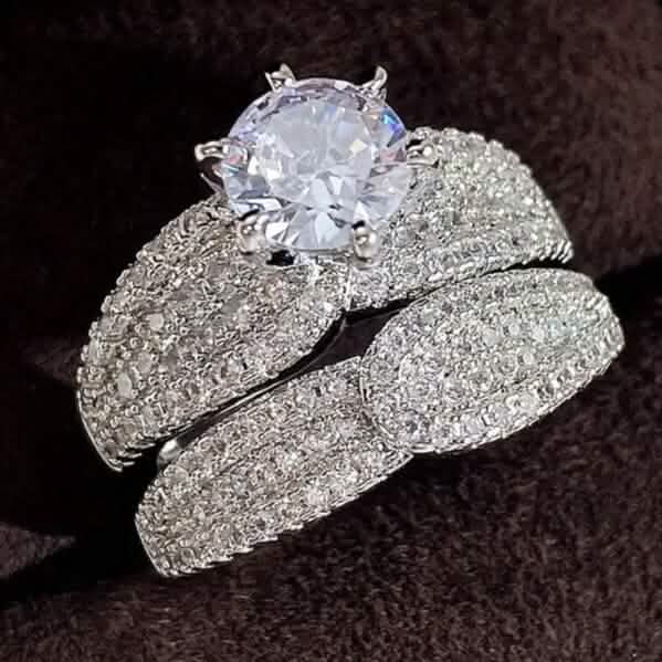 Image of 2-Piece Set: Sterling Silver Bridal Ring