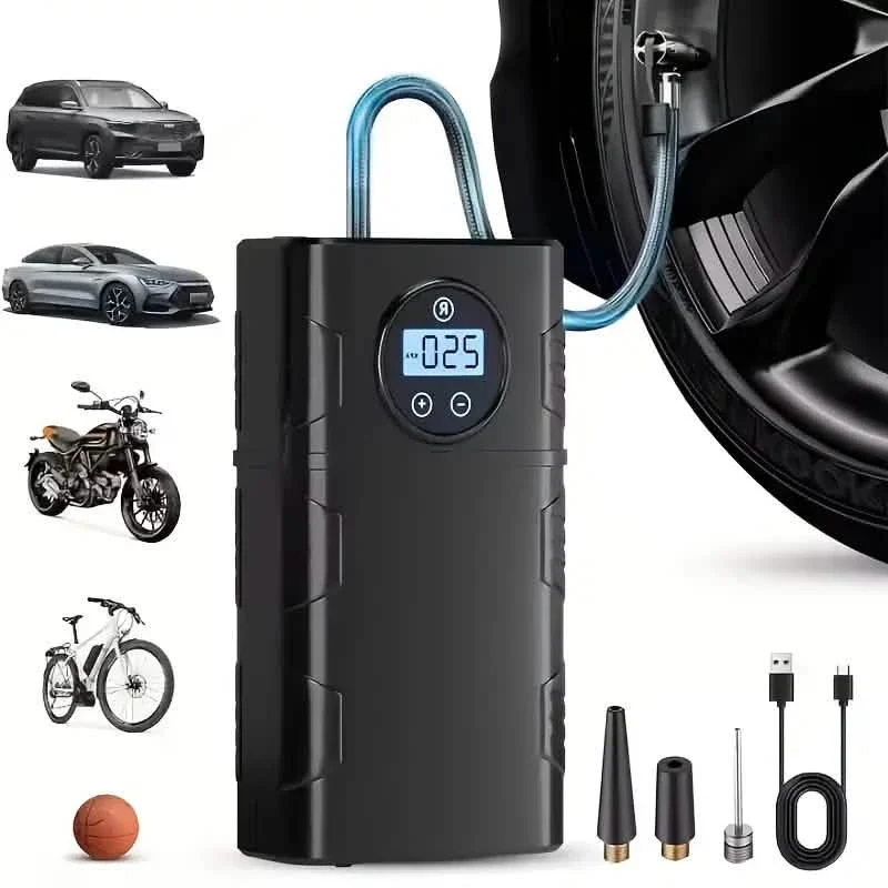 Image of Portable 120 PSI Cordless Air Compressor – Tire Inflator for Car, Bike & Motorcycle