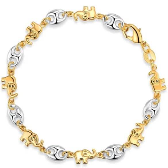 Image of 18K Gold Two-Tone Elephant Bracelet