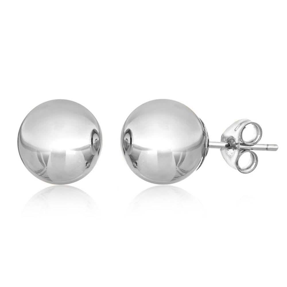 Image of 14K Solid White Gold Ball Stud Earrings