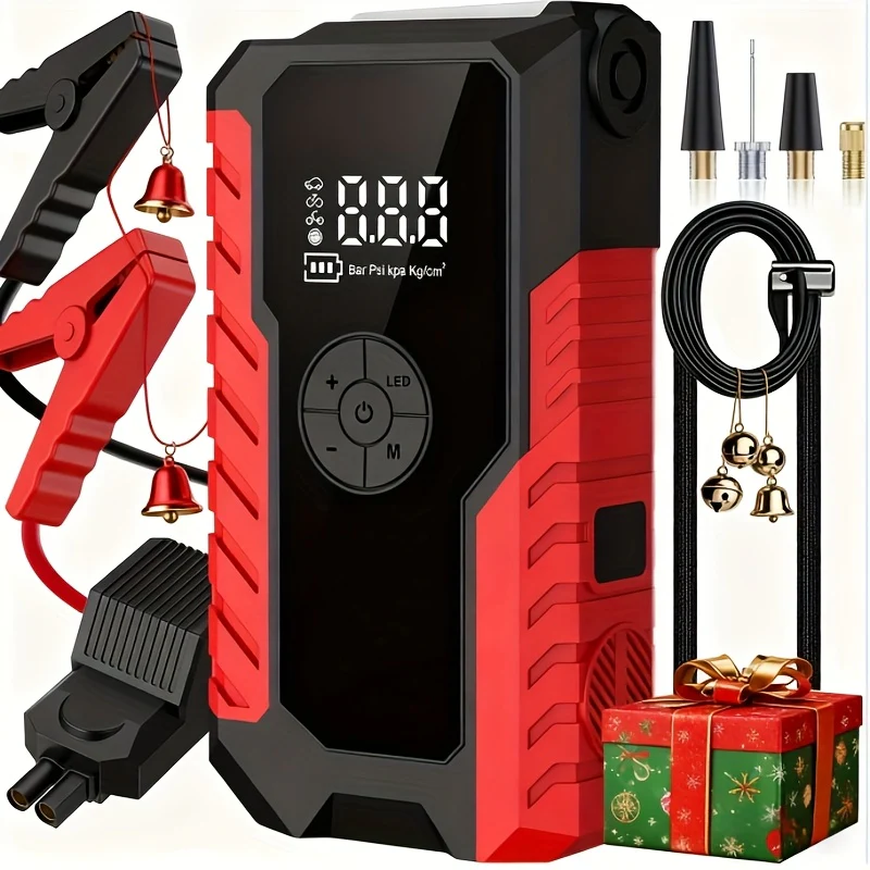 Image of Portable 12V Car Jump Starter, Battery Charger, Air Pump (LED Display)