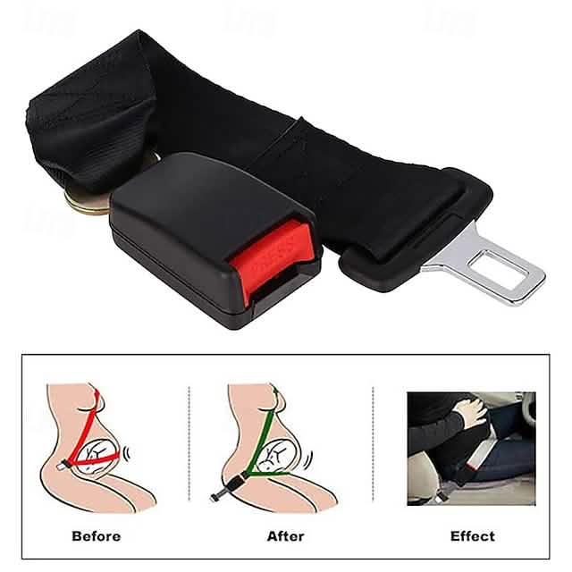 Image of Universal Car Seat Belt Extension Safety Belt Extender with Buckle Clip Suitable for Pregnancy or Larger Body Types