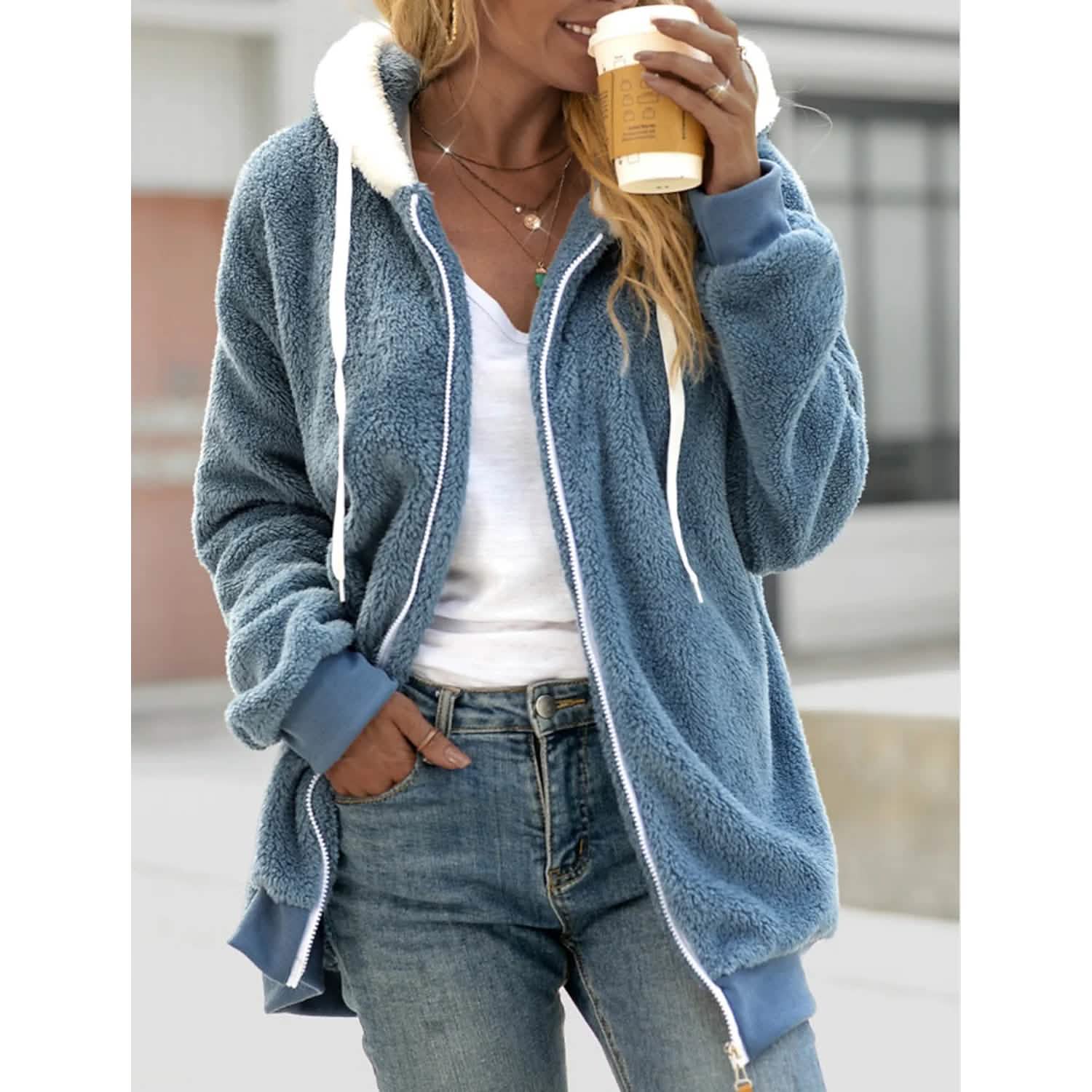Image of Women's Zip Fleece Hoodie Sweatshirt
