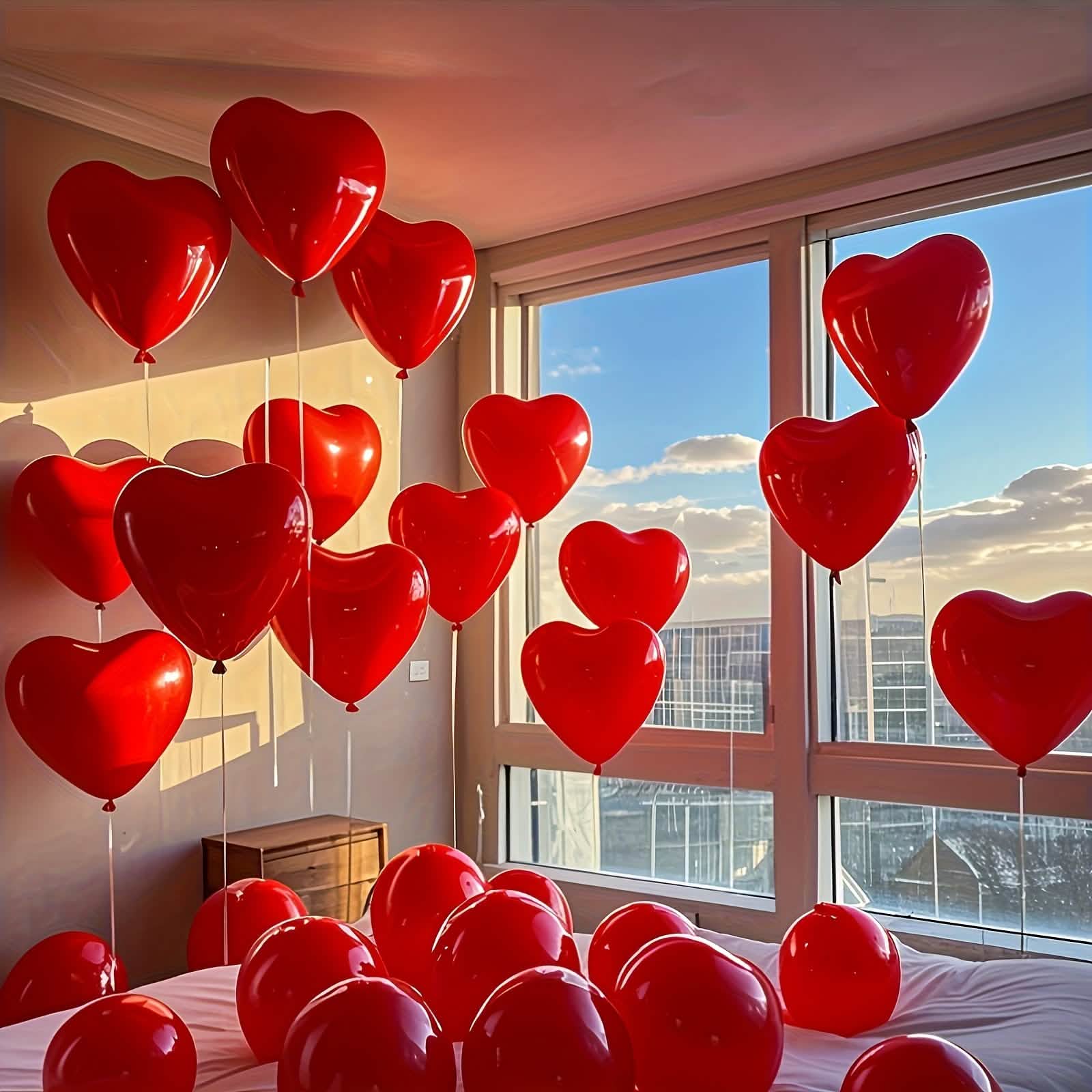 Image of 30pcs Red Heart Balloons – Party & Home Decor Set