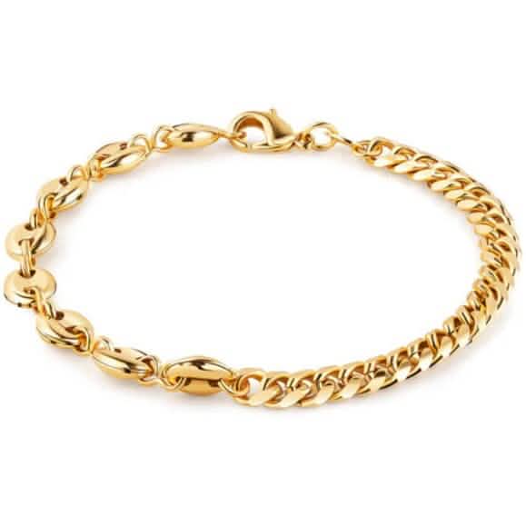 Image of Cute 18K Gold Mariner and Cuban Link Anklet