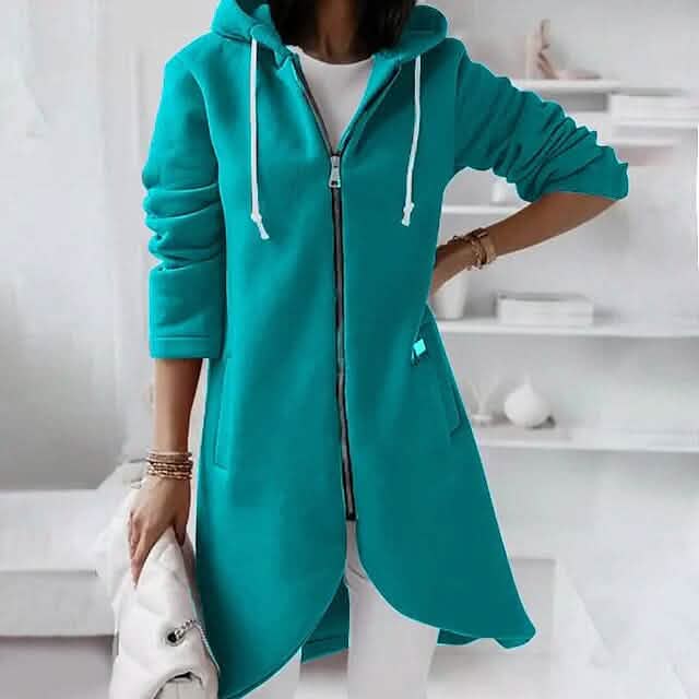 Image of Women's Zip Hoodie Sweatshirt Pullover Sherpa Fleece Pocket Zip Up