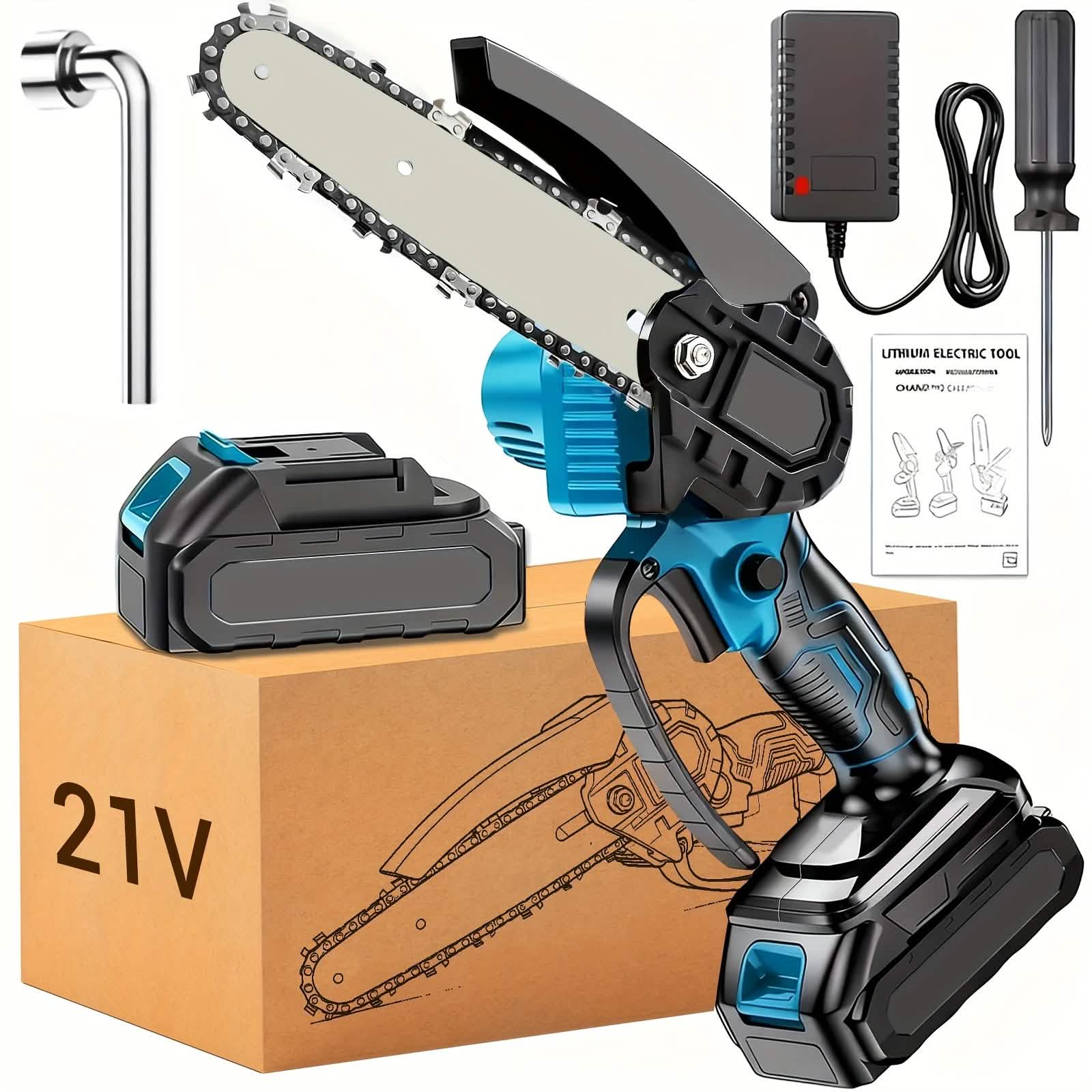 Image of 6-inch Cordless Mini Chainsaw – Handheld Electric, Lightweight, Battery-Powered