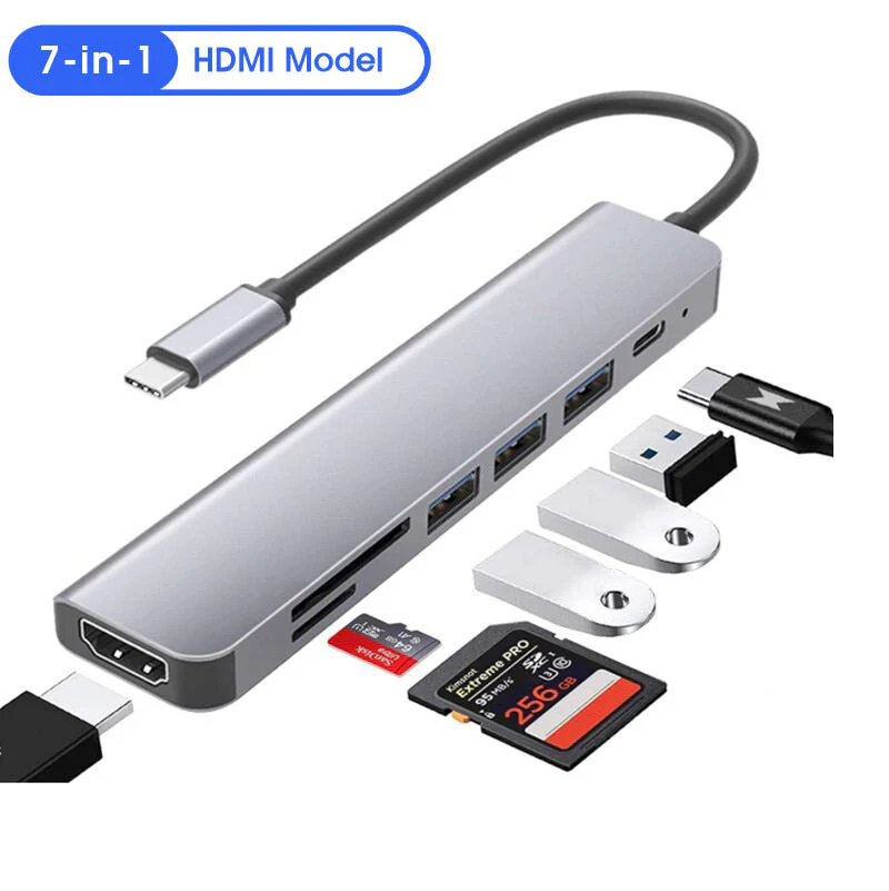 Image of 7-in-1 docking station type-c converter suitable for laptop expansion