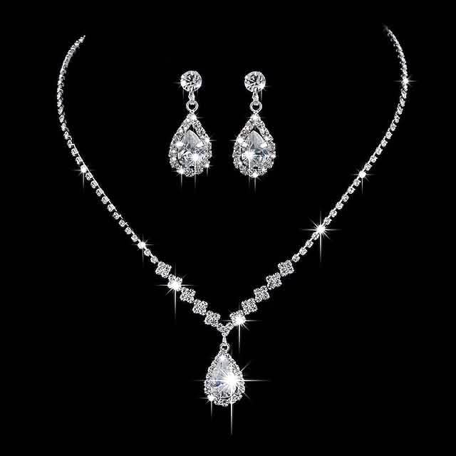 Image of 3-Piece: Women's Diamond Cubic Zirconia Necklace Earrings Set